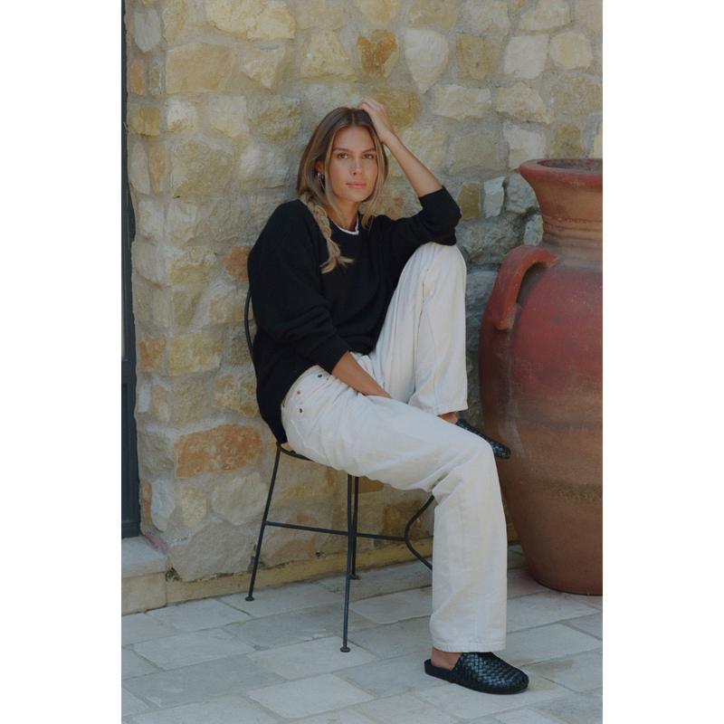 Eileen Woven Mule – Lenore by Matisse – black woven leather backless mule with padded footbed.