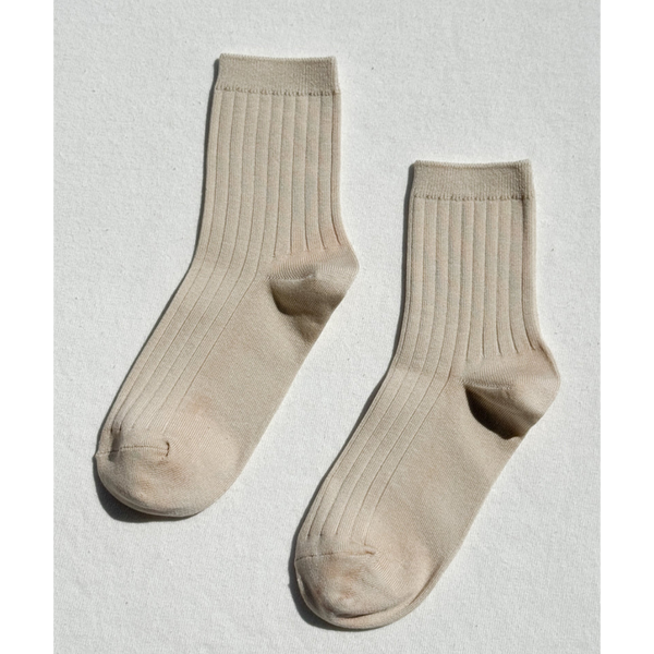 Le Bon Shoppe Her Socks - Matisse – Ivory ribbed crew socks with soft texture and versatile everyday silhouette