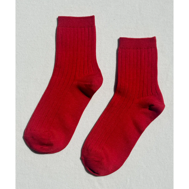 Le Bon Shoppe Her Socks - Matisse – Red ribbed crew socks with soft texture and versatile everyday silhouette