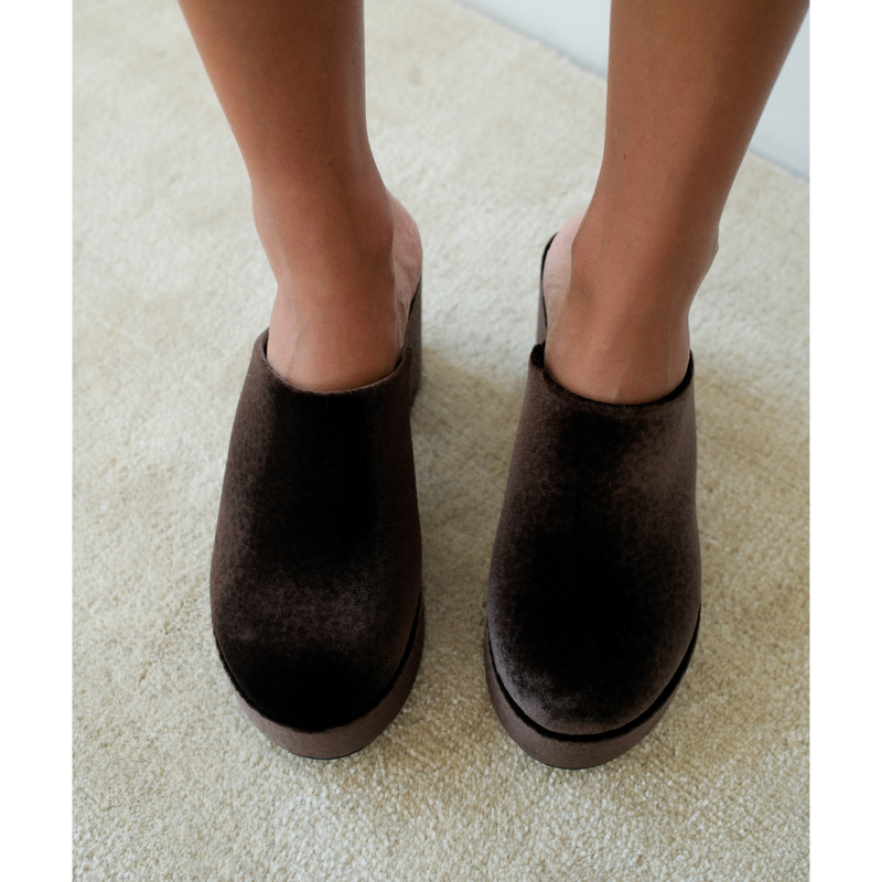 Jayde Vegan Platform Mule – Beach by Matisse – Dark brown leopard print slip-on mule with chunky block heel and curved platform sole.