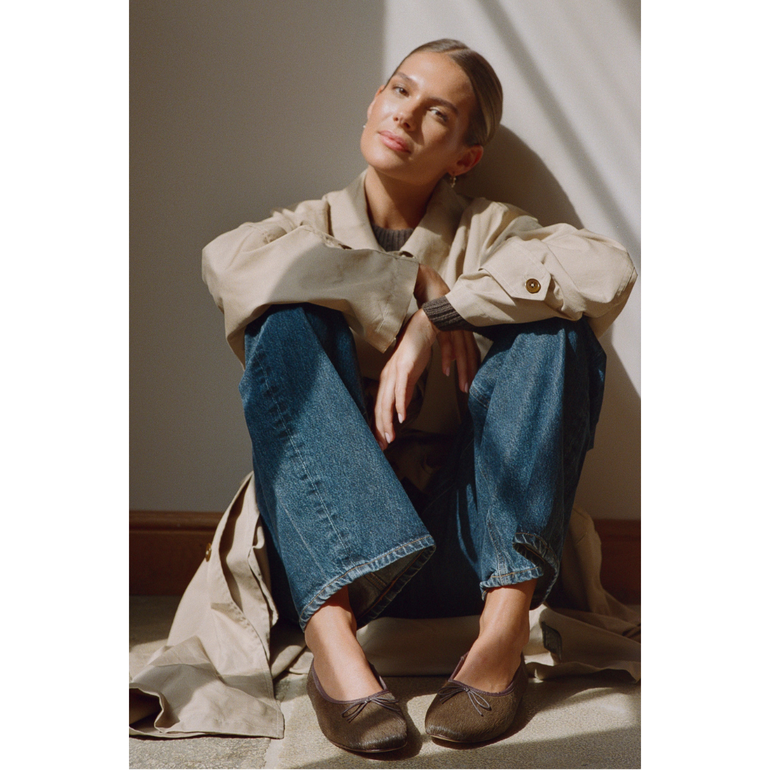 Marie Ballet Flat - Lenore by Matisse - Brown cow hair ballet flats with a classic round-toe silhouette, delicate bow detail, and padded leather insole. A timeless essential for effortless everyday elegance.