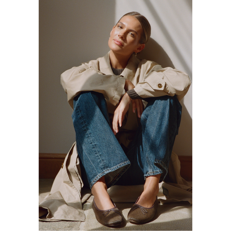 Marie Ballet Flat - Lenore by Matisse - Brown cow hair ballet flats with a classic round-toe silhouette, delicate bow detail, and padded leather insole. A timeless essential for effortless everyday elegance.