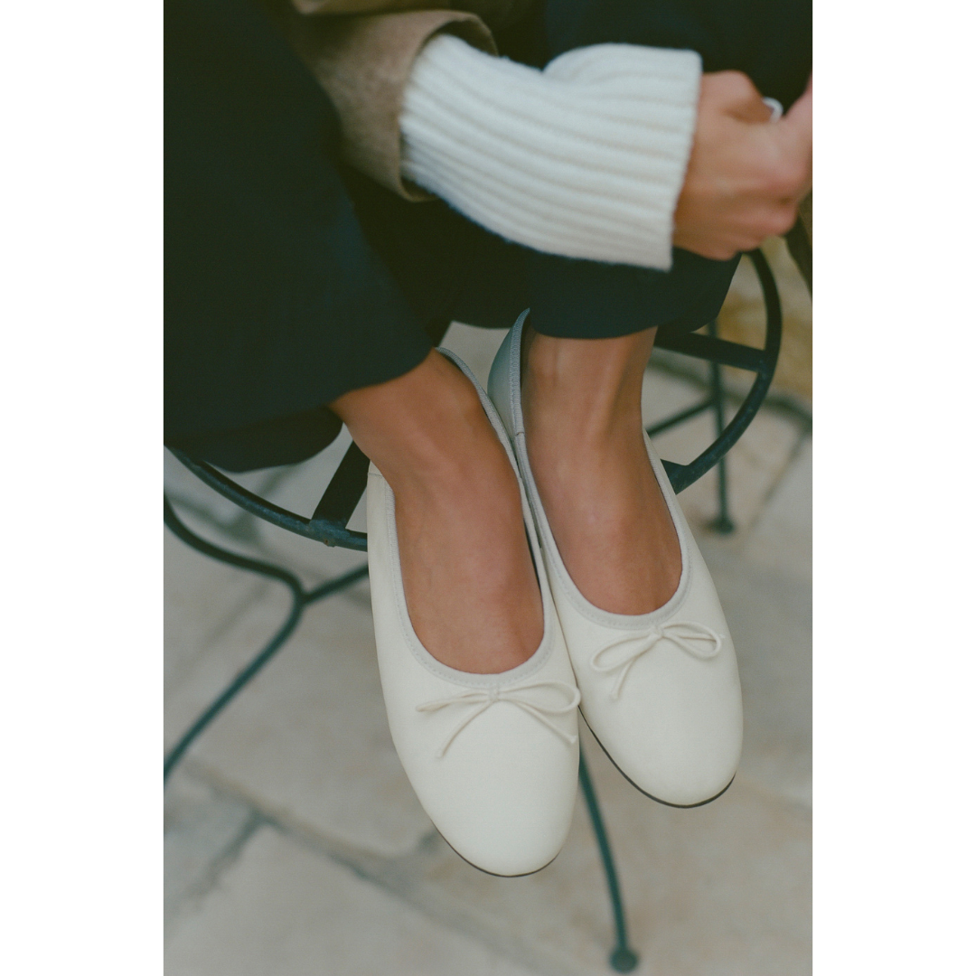 Marie Ballet Flat - Lenore by Matisse - Ivory leather ballet flats with a classic round-toe silhouette, delicate bow detail, and padded leather insole. A timeless essential for effortless everyday elegance.