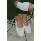 Marie Ballet Flat - Lenore by Matisse - Ivory leather ballet flats with a classic round-toe silhouette, delicate bow detail, and padded leather insole. A timeless essential for effortless everyday elegance.