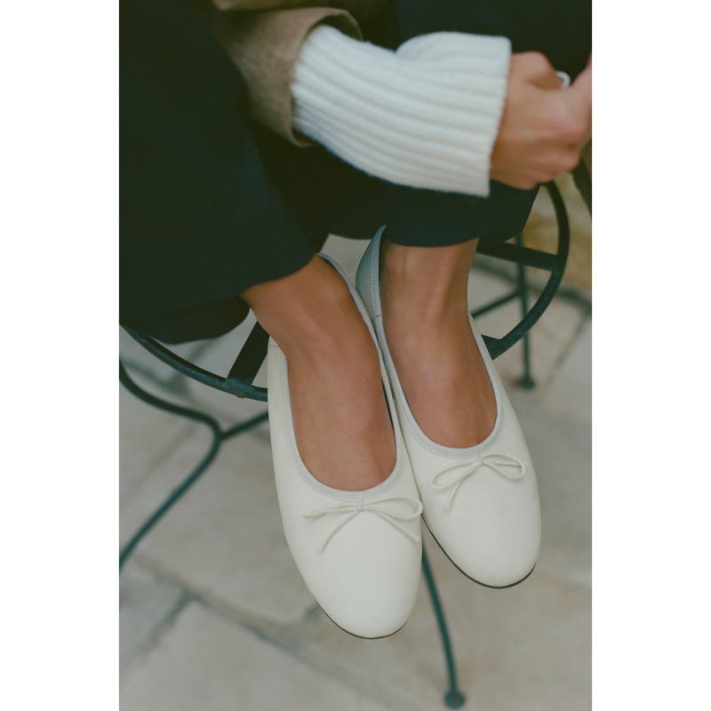 Marie Ballet Flat - Lenore by Matisse - Ivory leather ballet flats with a classic round-toe silhouette, delicate bow detail, and padded leather insole. A timeless essential for effortless everyday elegance.