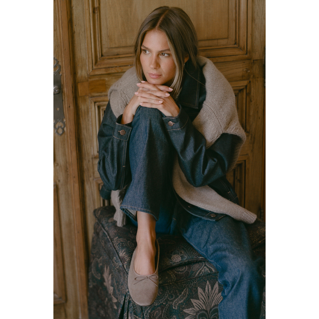 Marie Ballet Flat - Lenore by Matisse - Light tan suede ballet flats with a classic round-toe silhouette, delicate bow detail, and padded leather insole. A timeless essential for effortless everyday elegance.