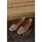 Marie Ballet Flat - Lenore by Matisse - Light tan suede ballet flats with a classic round-toe silhouette, delicate bow detail, and padded leather insole. A timeless essential for effortless everyday elegance.
