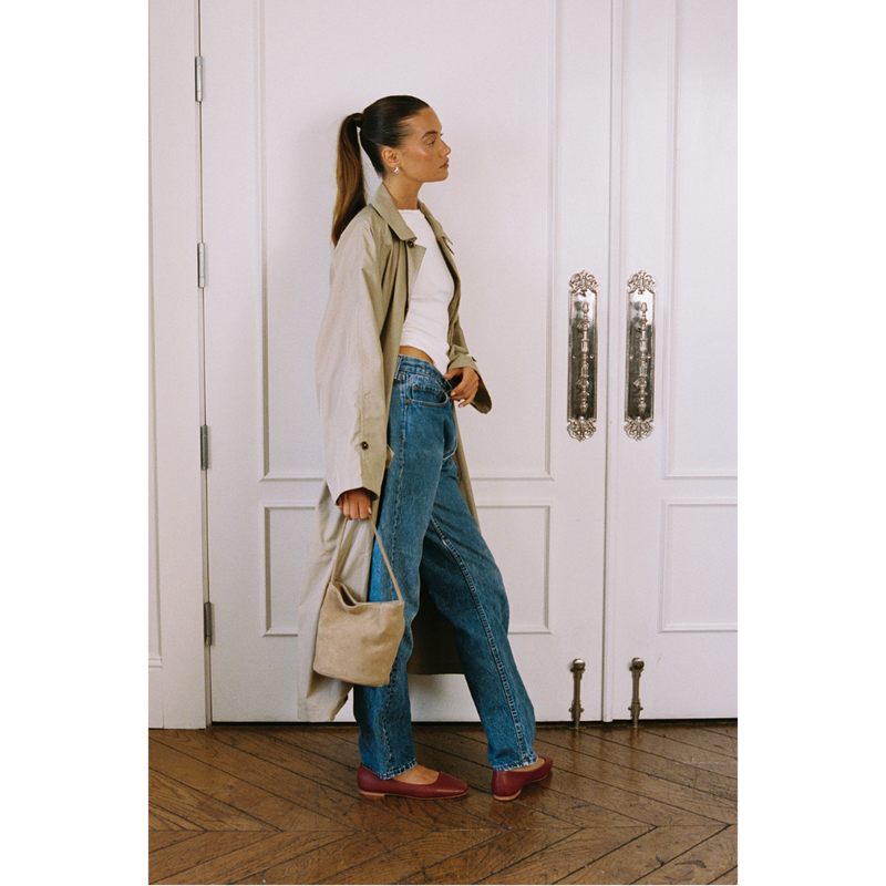 Phillip Ballet Flat – Matisse – Burgundy leather ballet flat with square toe and minimalist design.