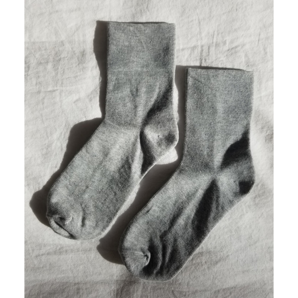 Le Bon Shoppe Sneaker Socks - Matisse – Grey crew socks with smooth knit and versatile everyday silhouette