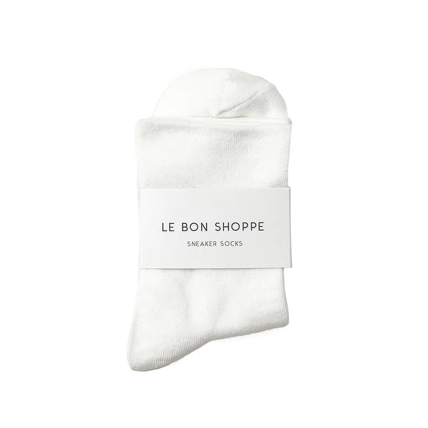 Le Bon Shoppe Sneaker Socks - Matisse – White crew socks with smooth knit and versatile everyday silhouette