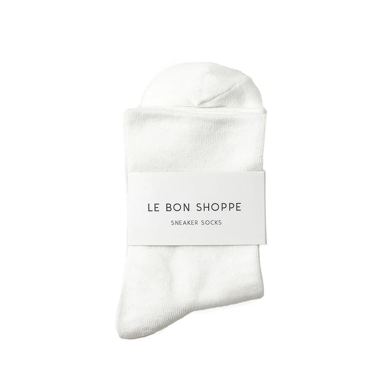 Le Bon Shoppe Sneaker Socks - Matisse – White crew socks with smooth knit and versatile everyday silhouette