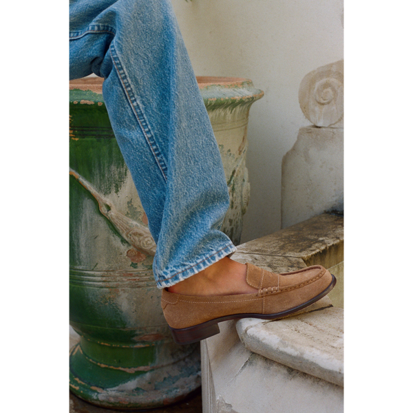 Steven Penny Loafer - Matisse Footwear - Bourbon suede penny loafers with a polished finish, classic moccasin stitching, and a low stacked heel. A timeless staple for effortless sophistication.