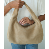 Toronto Shoulder Bag – Matisse – Slouchy camel suede shoulder bag with wide strap and curved silhouette.