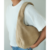 Toronto Shoulder Bag – Matisse – Slouchy camel suede shoulder bag with wide strap and curved silhouette.