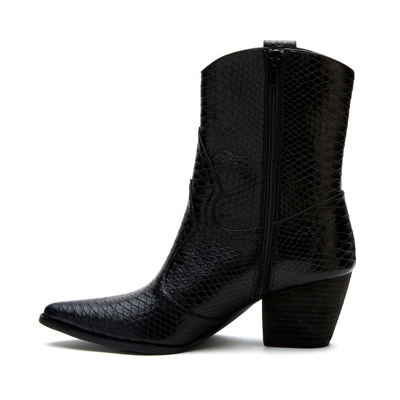 Bambi Western Boot Black Snake