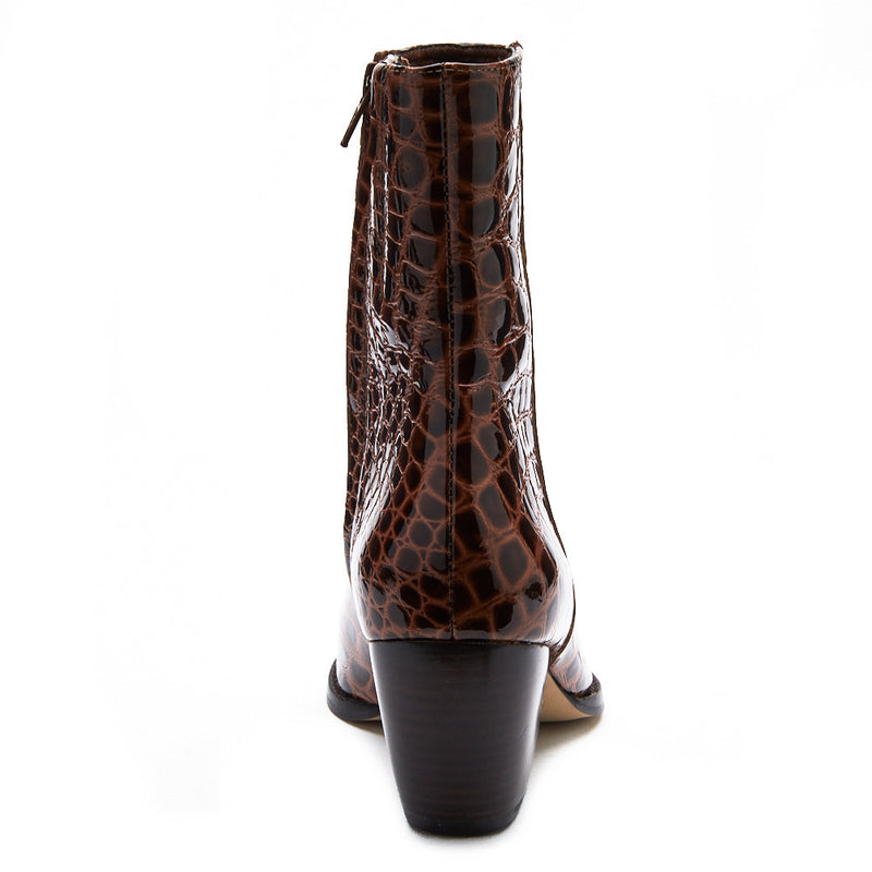 Caty Ankle Boot Chocolate Croc